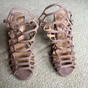 Express Mauve Pink Suede Strappy High Heels